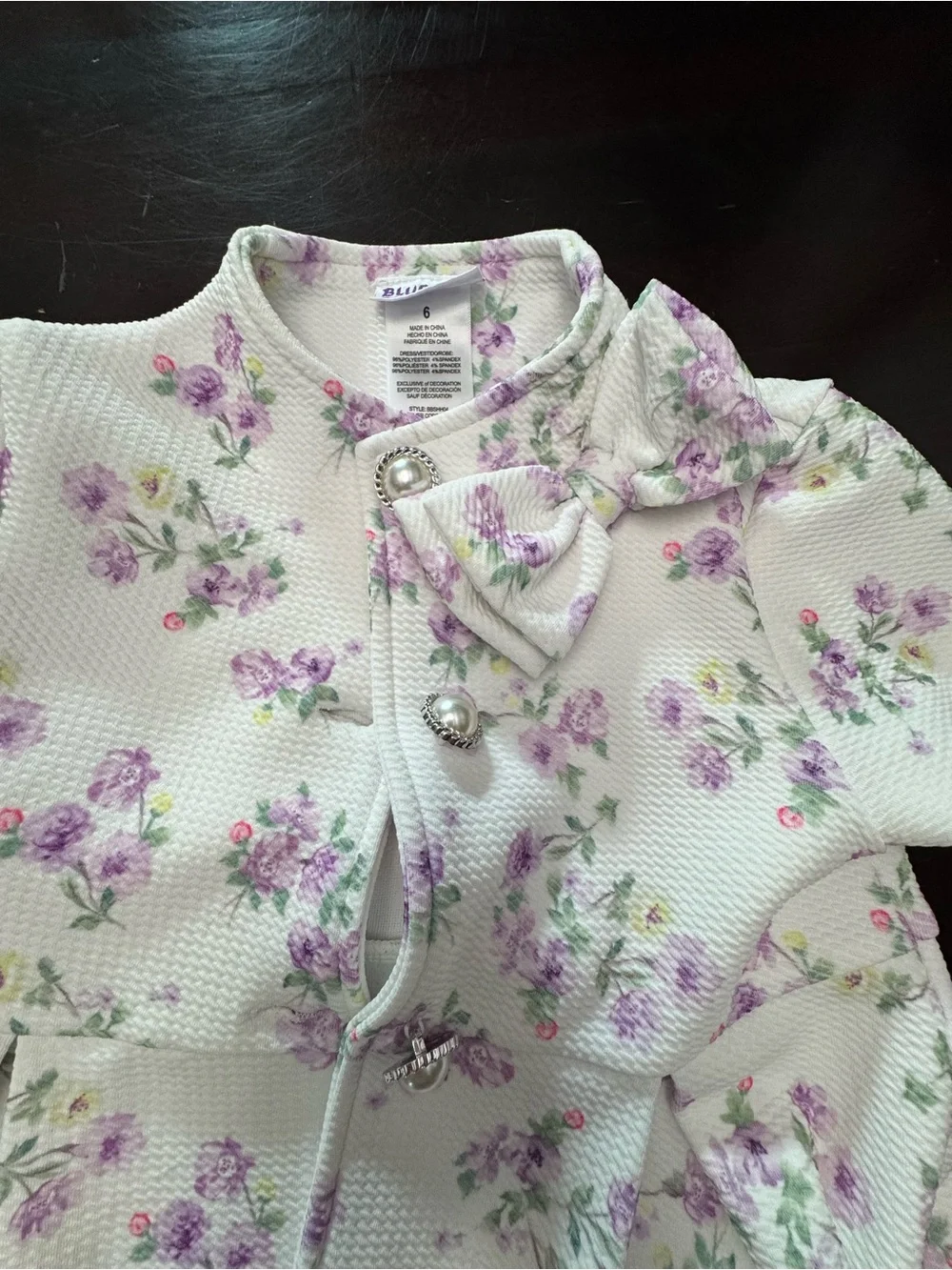 Blueberi Boulevard Girls Floral Dress and Coat Set in White and Lavender Size 6